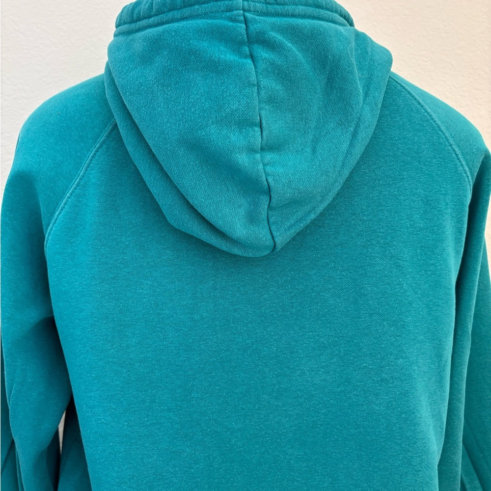 The North Face Hoodie Woman Medium Hooded Sweatshirt Logo Long Sleeve Teal Blue - Picture 9 of 11